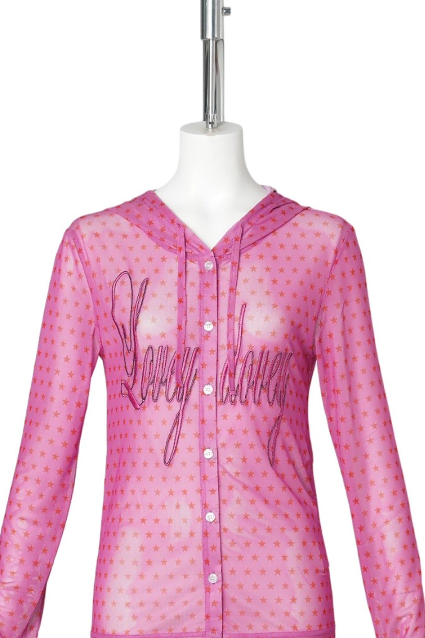 WMS STAR MESH BUTTON UP PARKA / PINK
