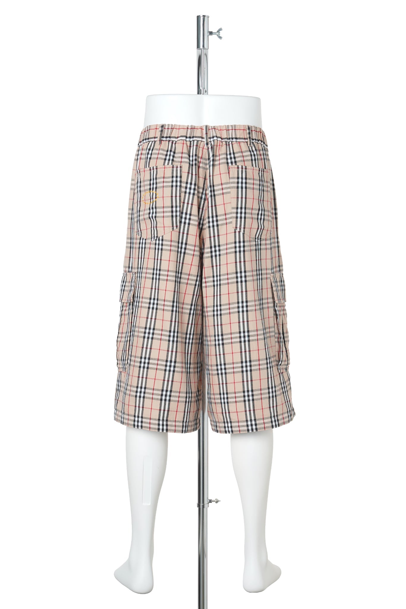 WIDE CARGO SHORTS / CHECK BEIGE