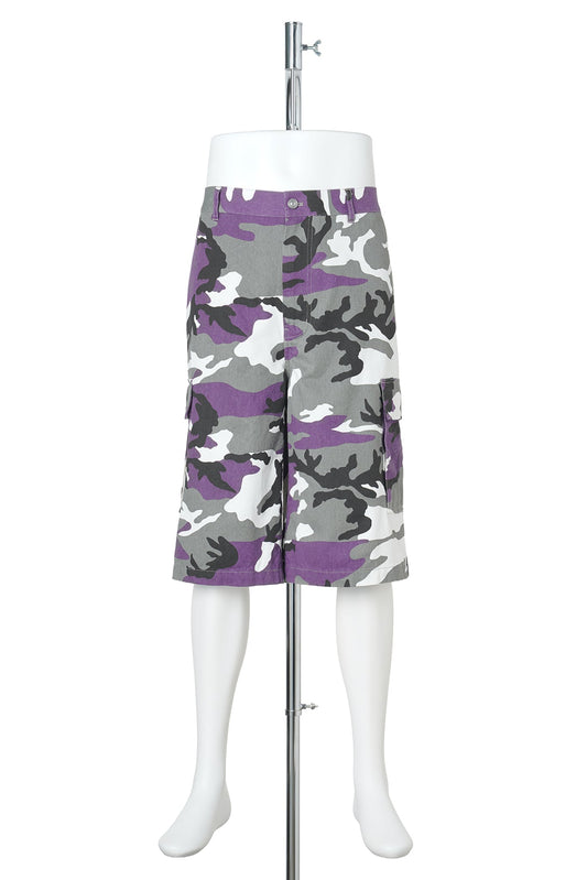 WIDE CARGO SHORTS / PURPLE CAMO