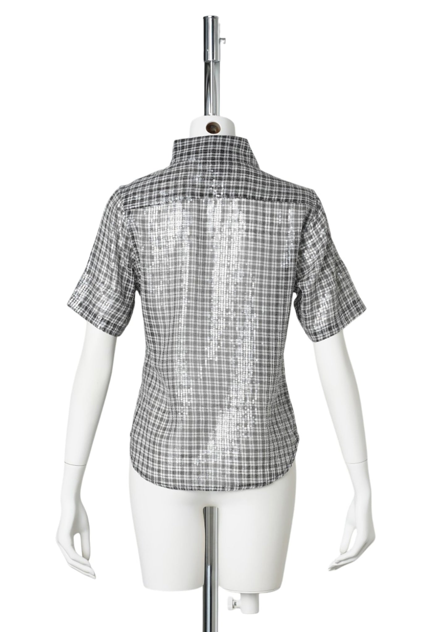 WMS SHEER SPANGLE SS SHIRTS / BLACK CHECK