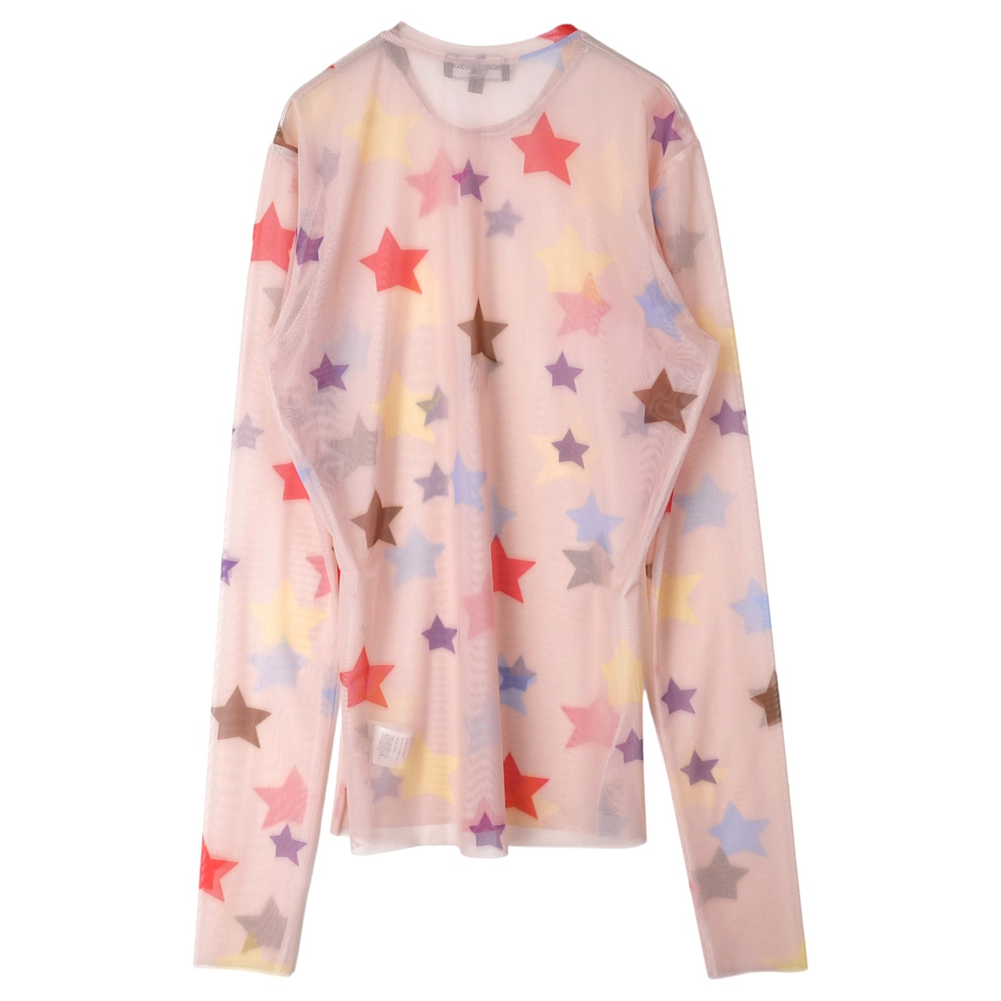 ALL OVER STENCIL STARS PRINT POLY LONG SLEEVE T-SHIRT / CREAM/MULTI