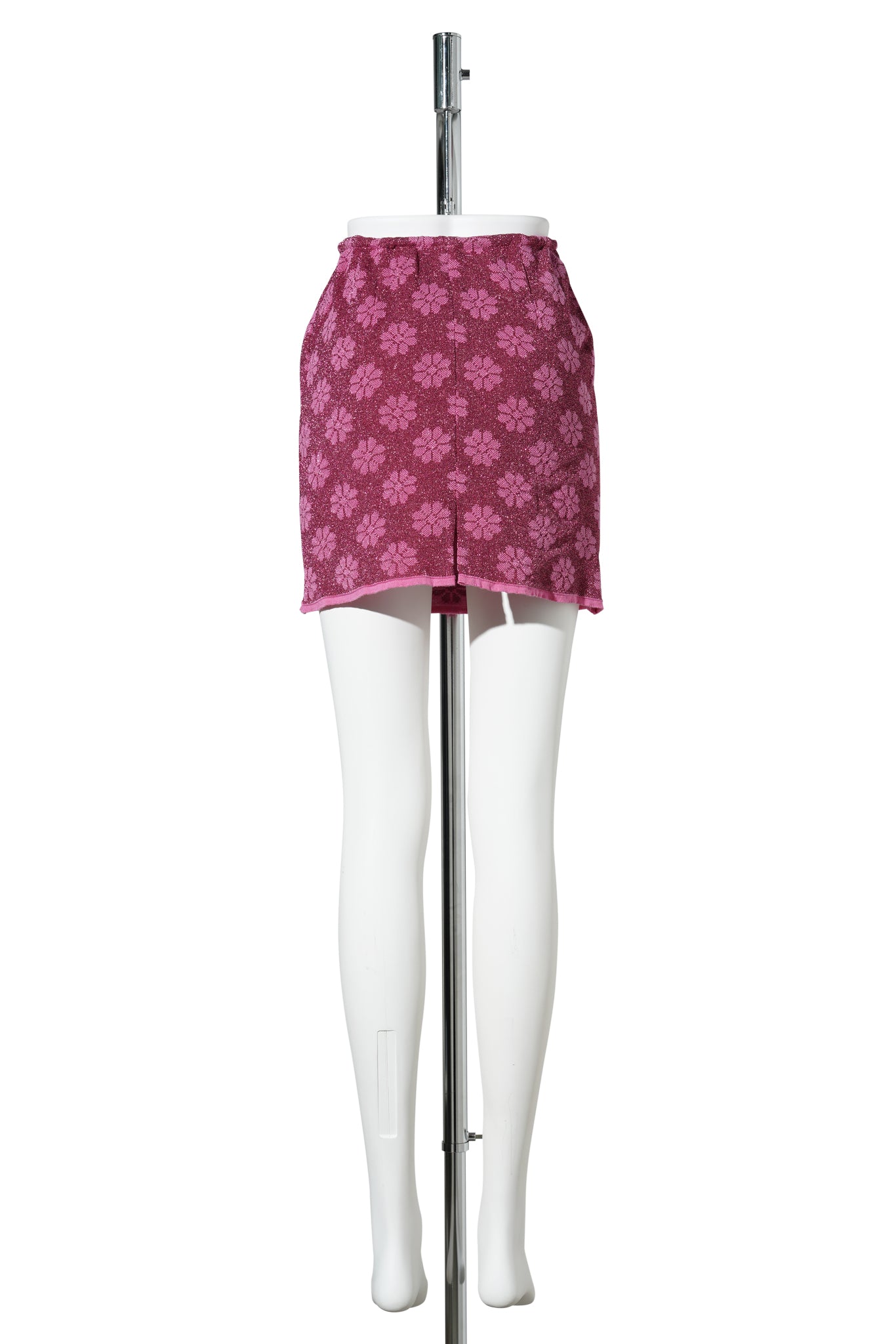 KNITTED CLOQUE FLOWER PENCIL SKIRT / ROSE