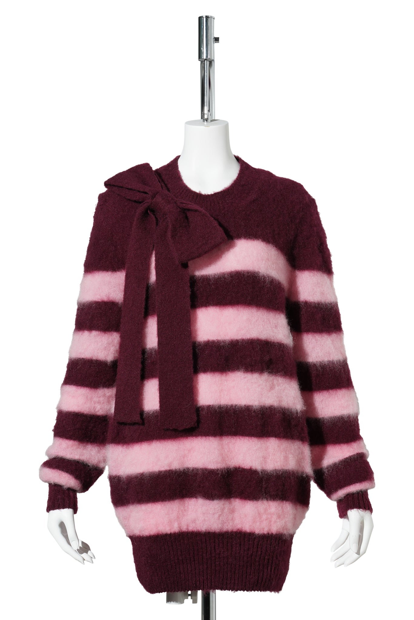 CLASSIC BRETON FRENCH KNITTED LONGSLEEVE JUMPER WITH WIDE HEM RIBS / WINE/ROSE