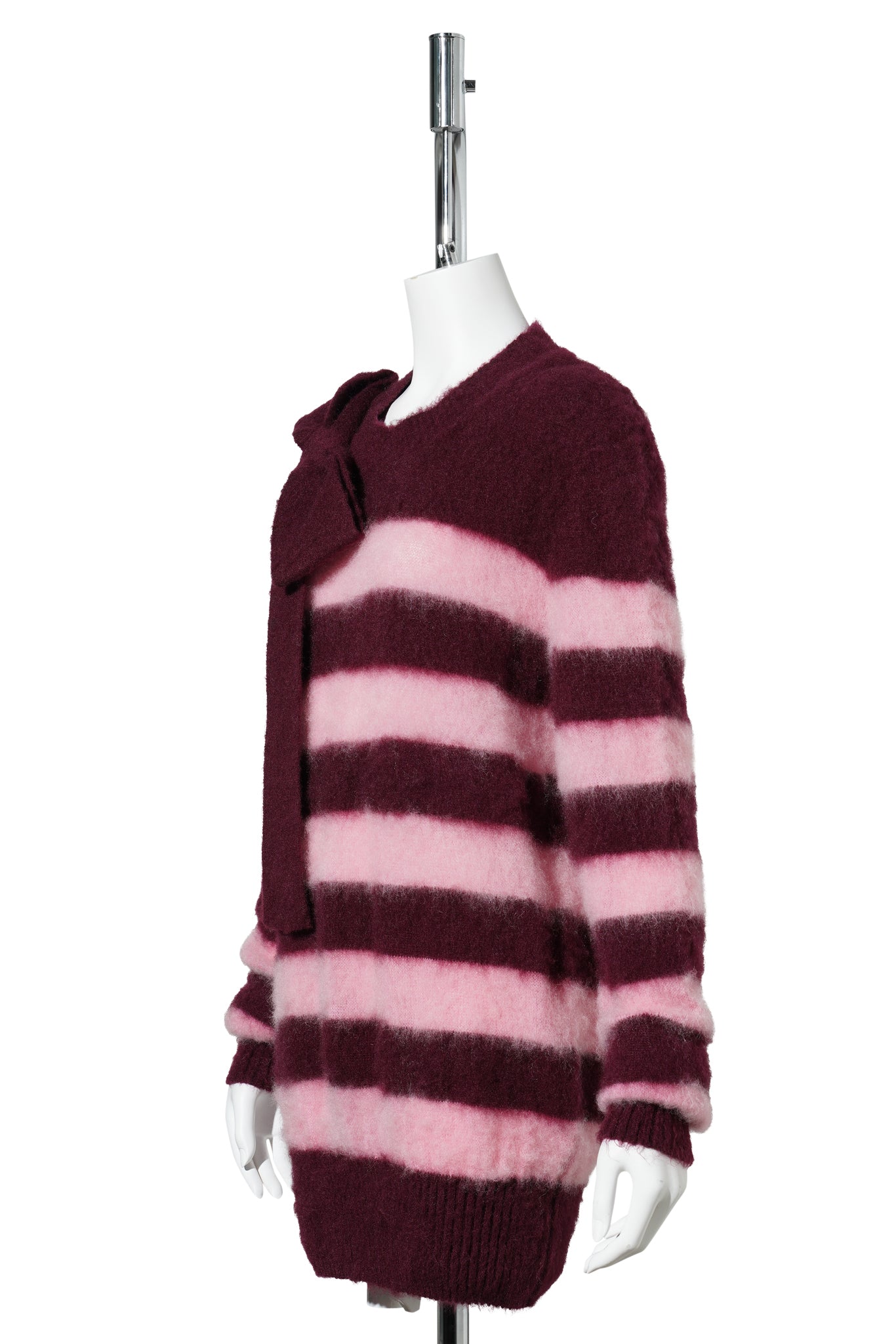 CLASSIC BRETON FRENCH KNITTED LONGSLEEVE JUMPER WITH WIDE HEM RIBS / WINE/ROSE