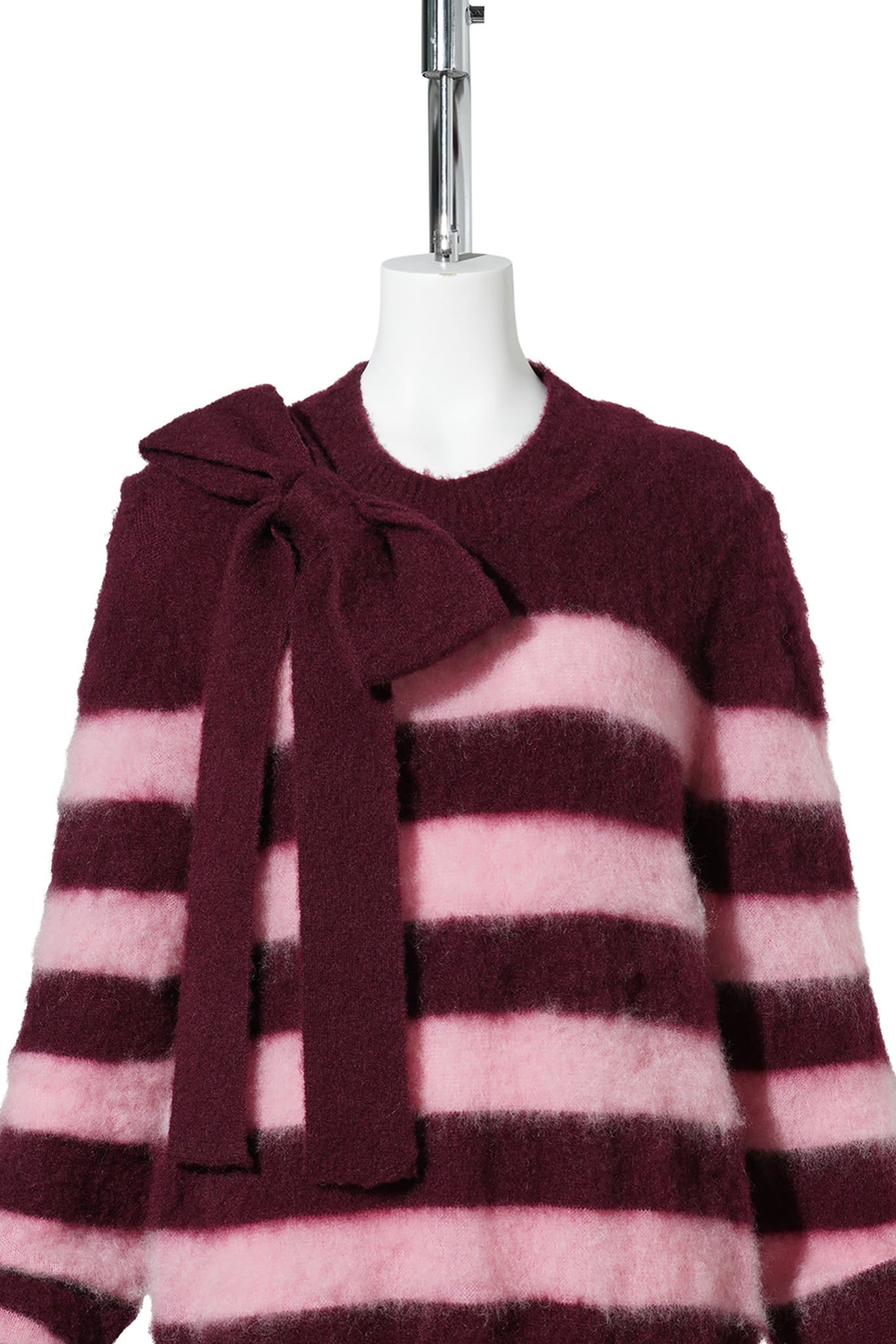 CLASSIC BRETON FRENCH KNITTED LONGSLEEVE JUMPER WITH WIDE HEM RIBS / WINE/ROSE