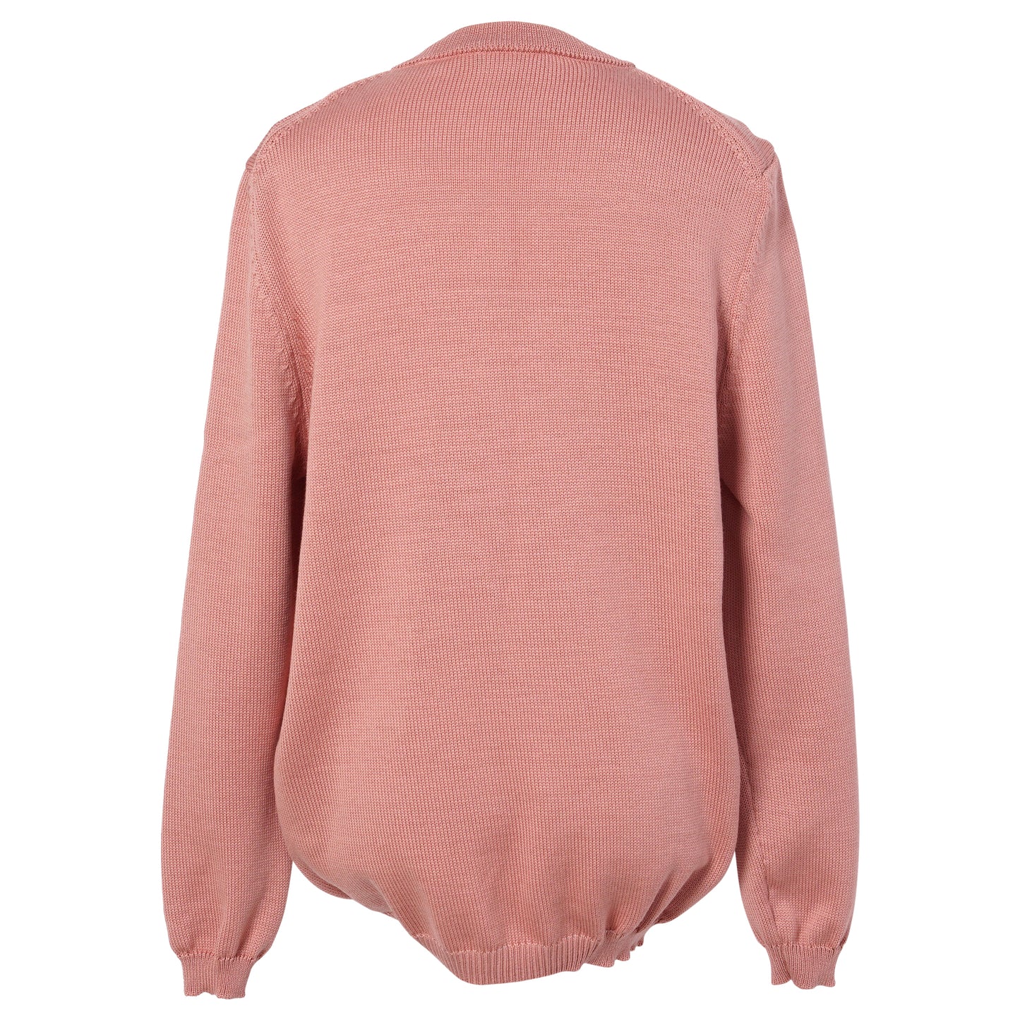 CLASSIC FRENCH KNITTED MERINO CARDIGAN WITH FRONT BUT- TONS AND SHORT HEM AND KNIT- TED BOW / ROSE