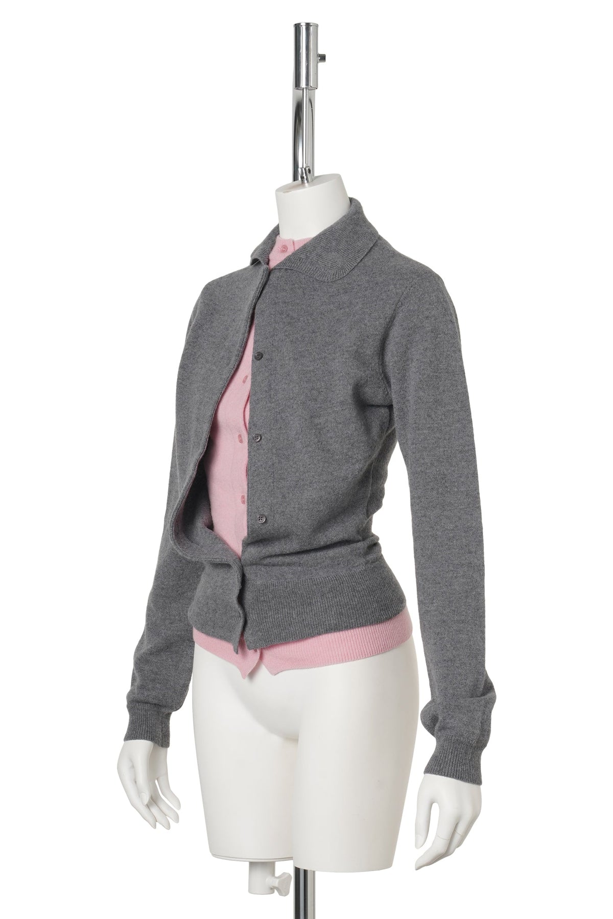 DOUBLE CARDIGAN / GREY/PINK