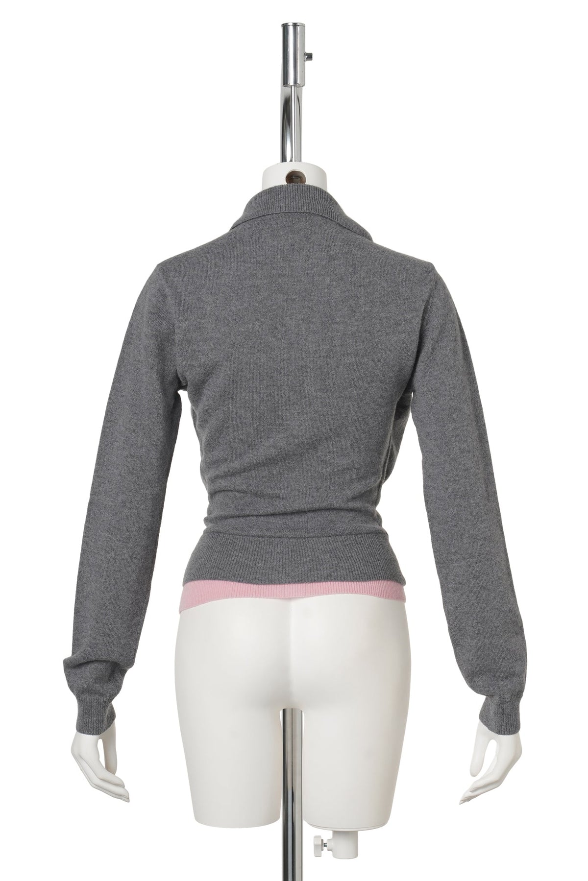 DOUBLE CARDIGAN / GREY/PINK