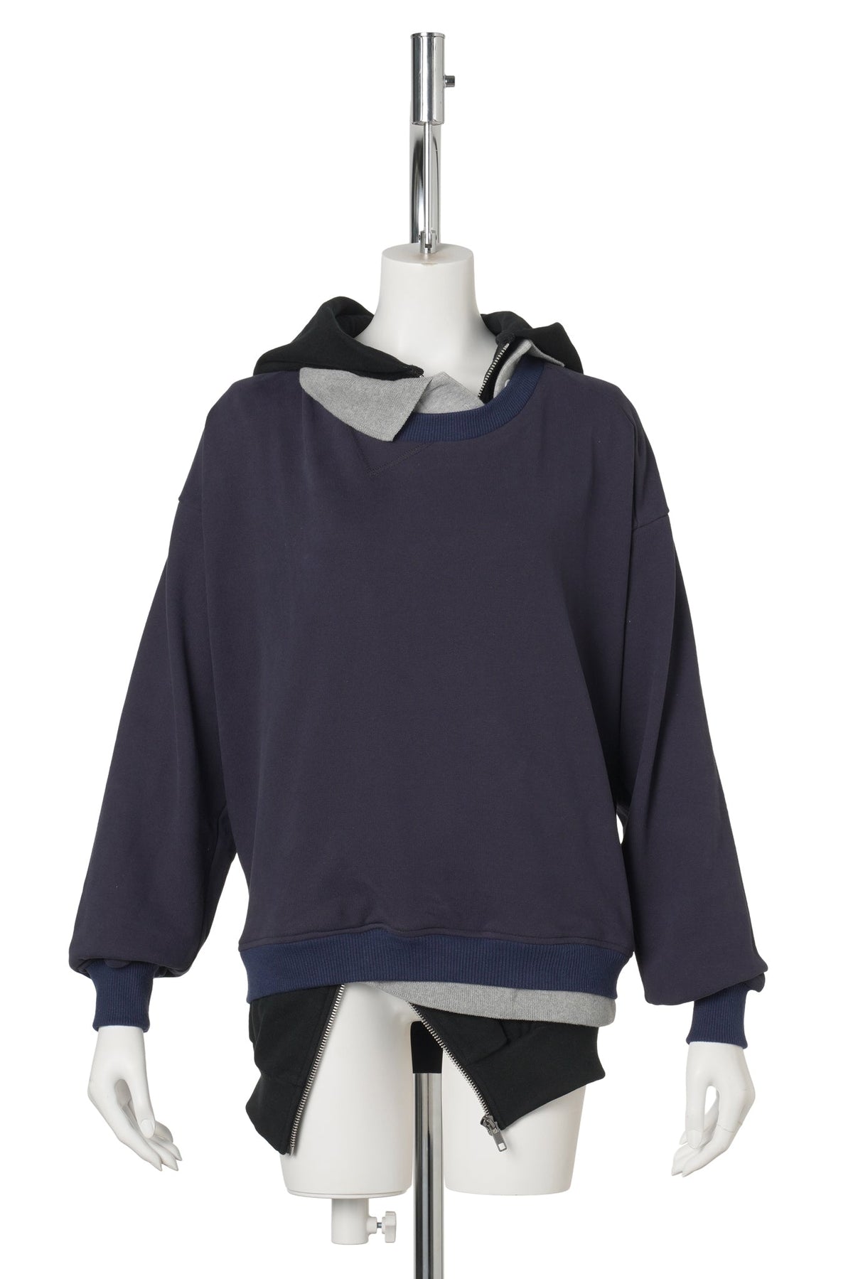 TRIPLE HOODIE / NAVY/GREY/BLACK