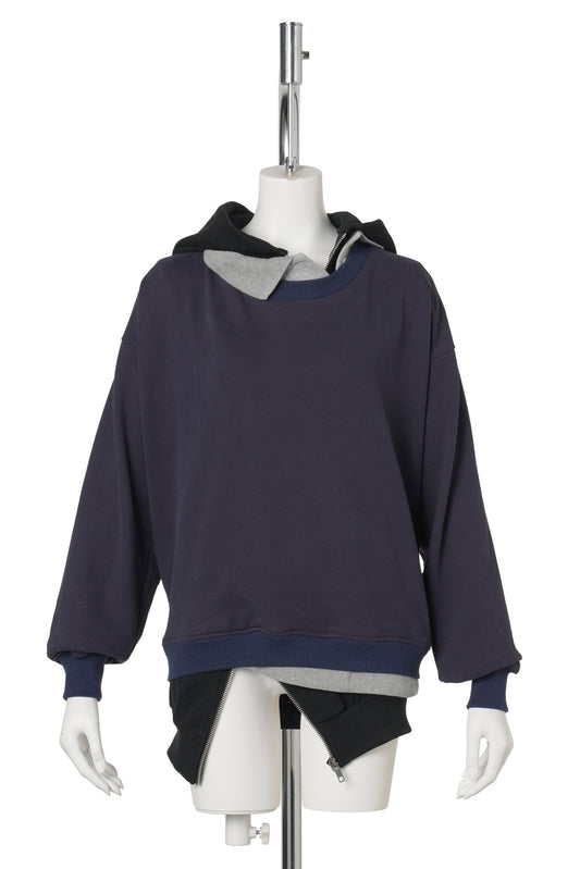 TRIPLE HOODIE / NAVY/GREY/BLACK