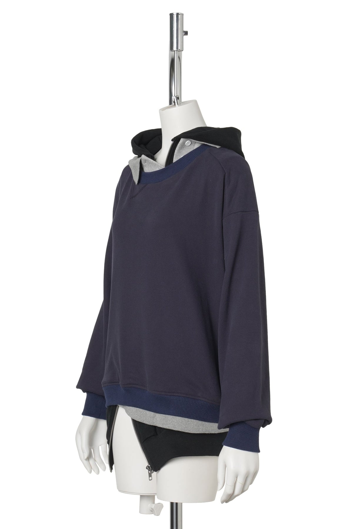 TRIPLE HOODIE / NAVY/GREY/BLACK