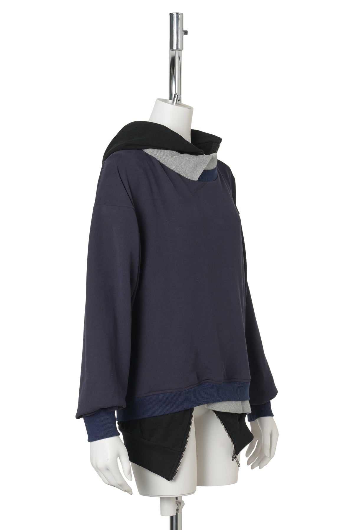 TRIPLE HOODIE / NAVY/GREY/BLACK