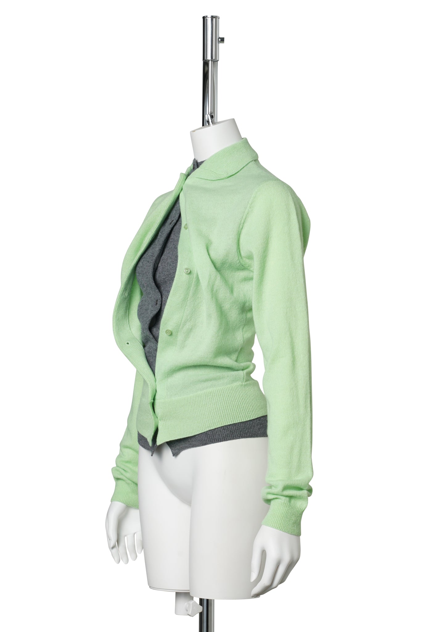 DOUBLE CARDIGAN / APPLE GREEN AND GREY