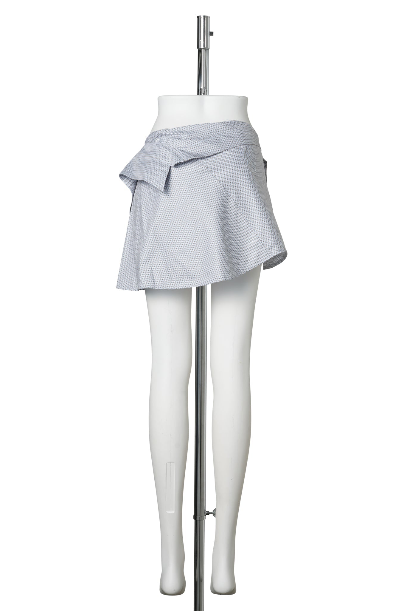 BELTED SHIRT SKIRT / BLUE, BROWN AND WHITE
