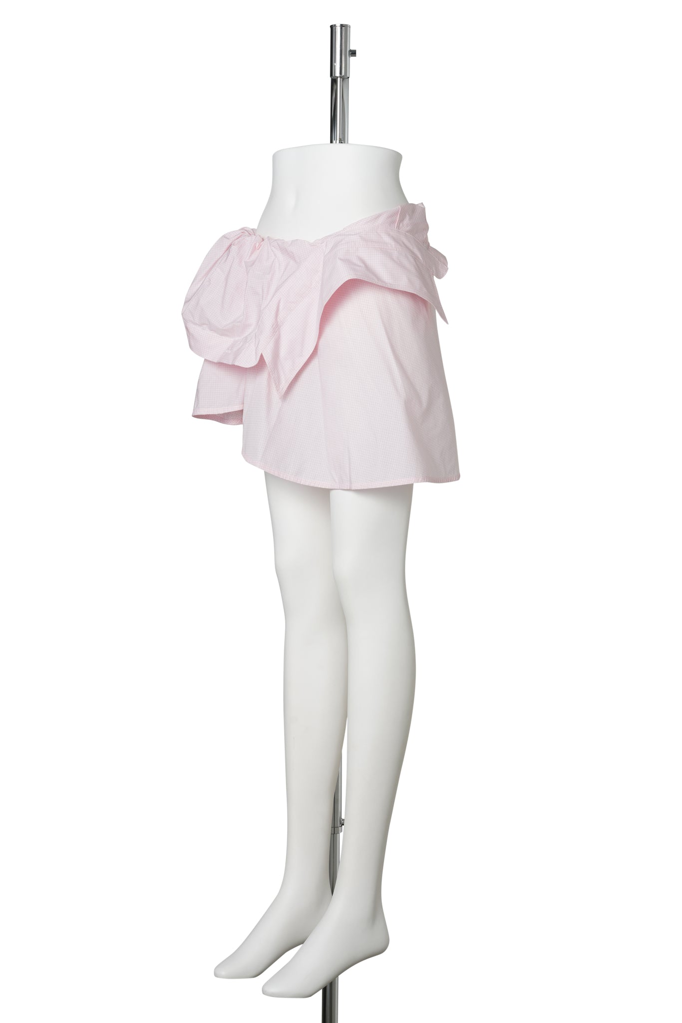 BELTED SHIRT SKIRT / PINK AND WHITE