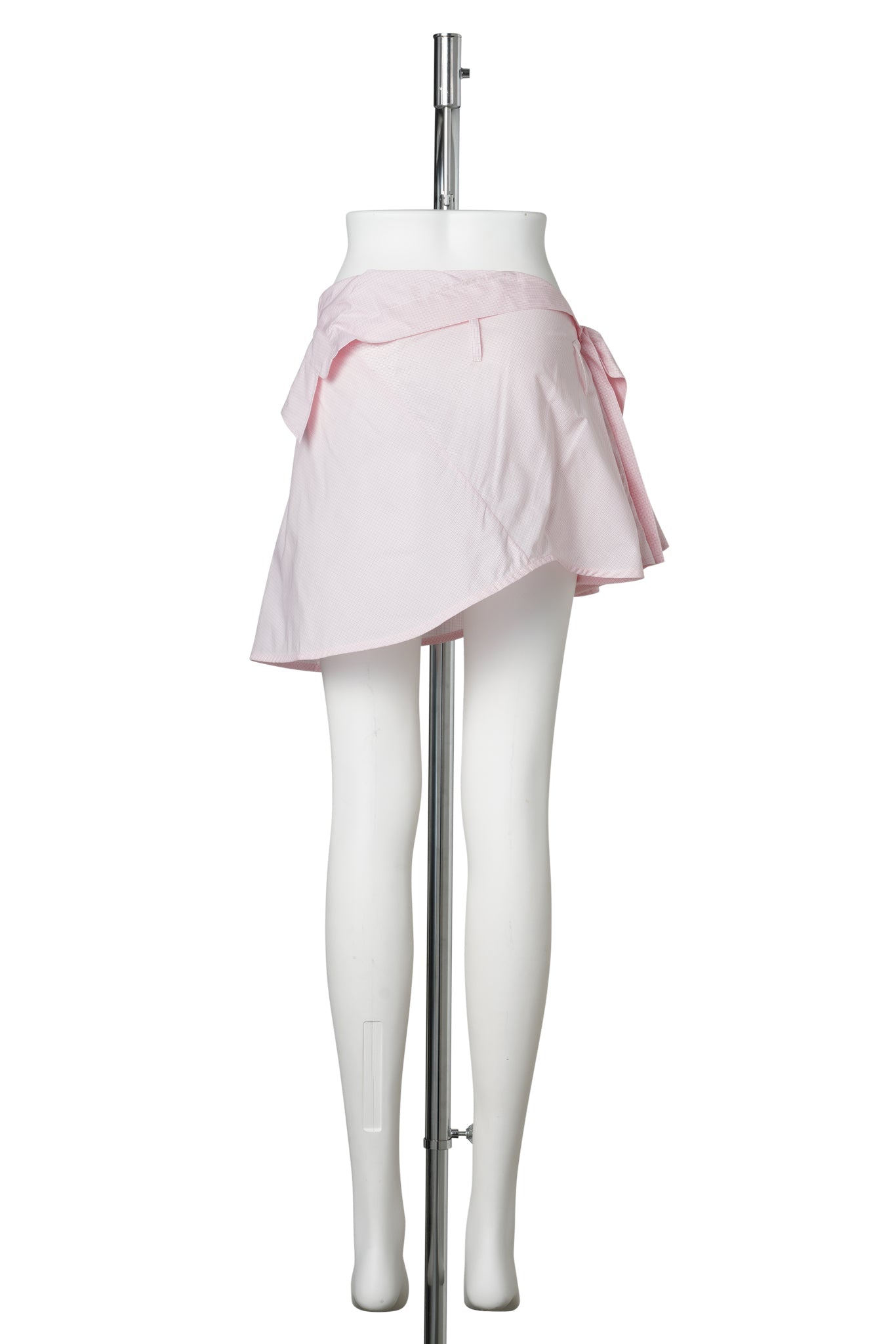 BELTED SHIRT SKIRT / PINK AND WHITE