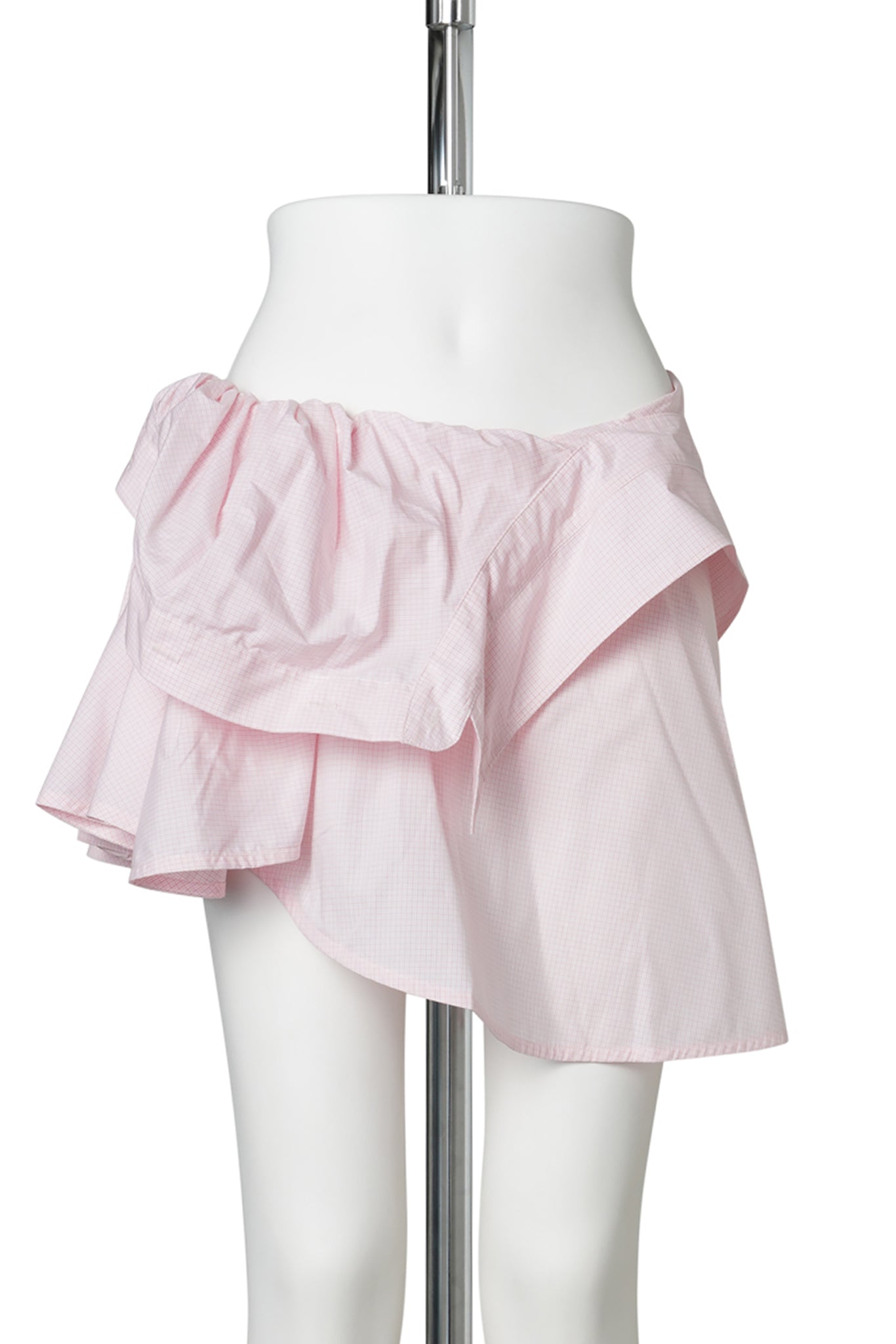 BELTED SHIRT SKIRT / PINK AND WHITE