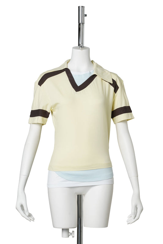 TRIPLE T-SHIRT / LIGHT YELLOW, BABY BLUE