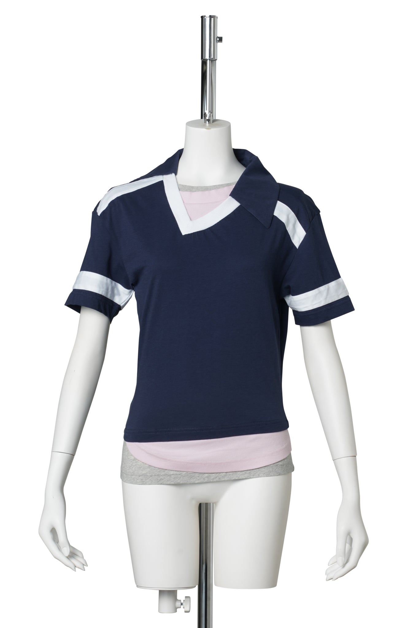 TRIPLE T-SHIRT / NAVY, WHITE, LIGHT PINK