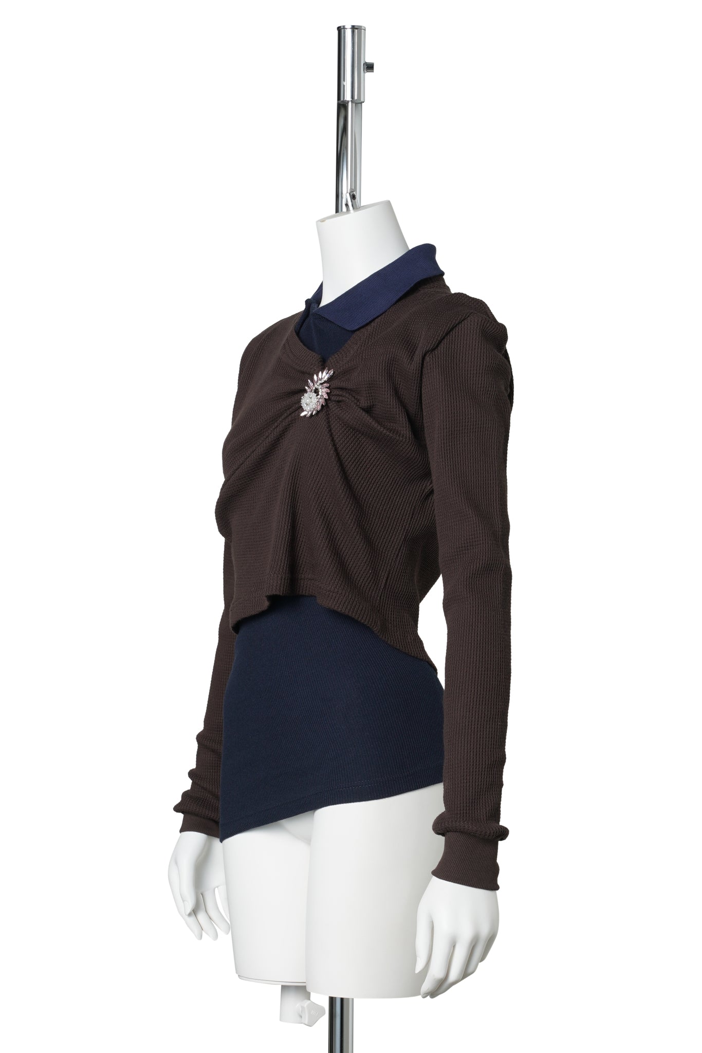 PULLED POLO / BROWN AND NAVY