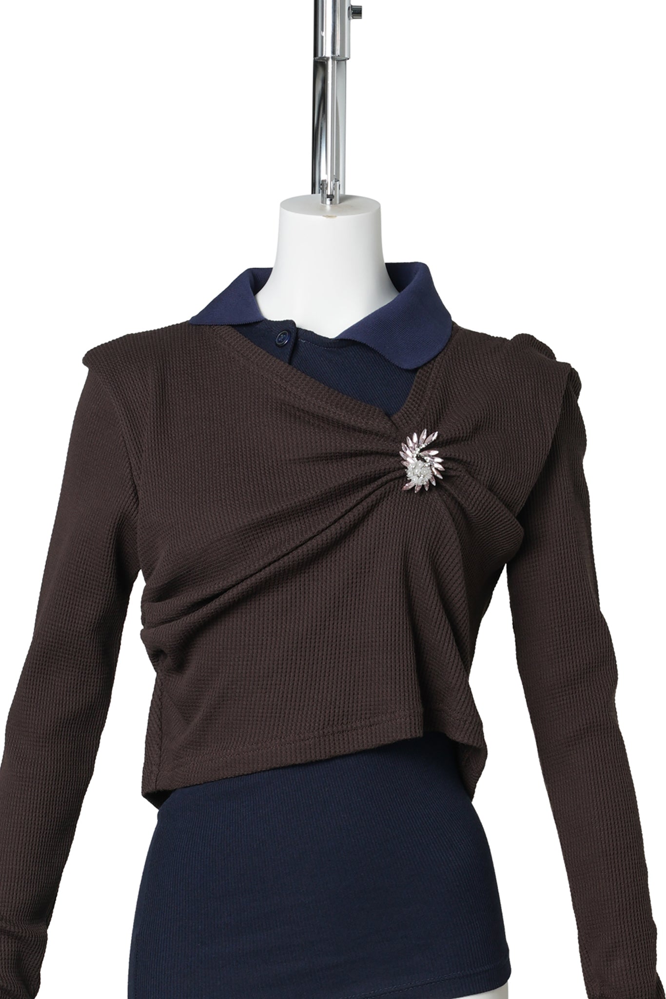 PULLED POLO / BROWN AND NAVY