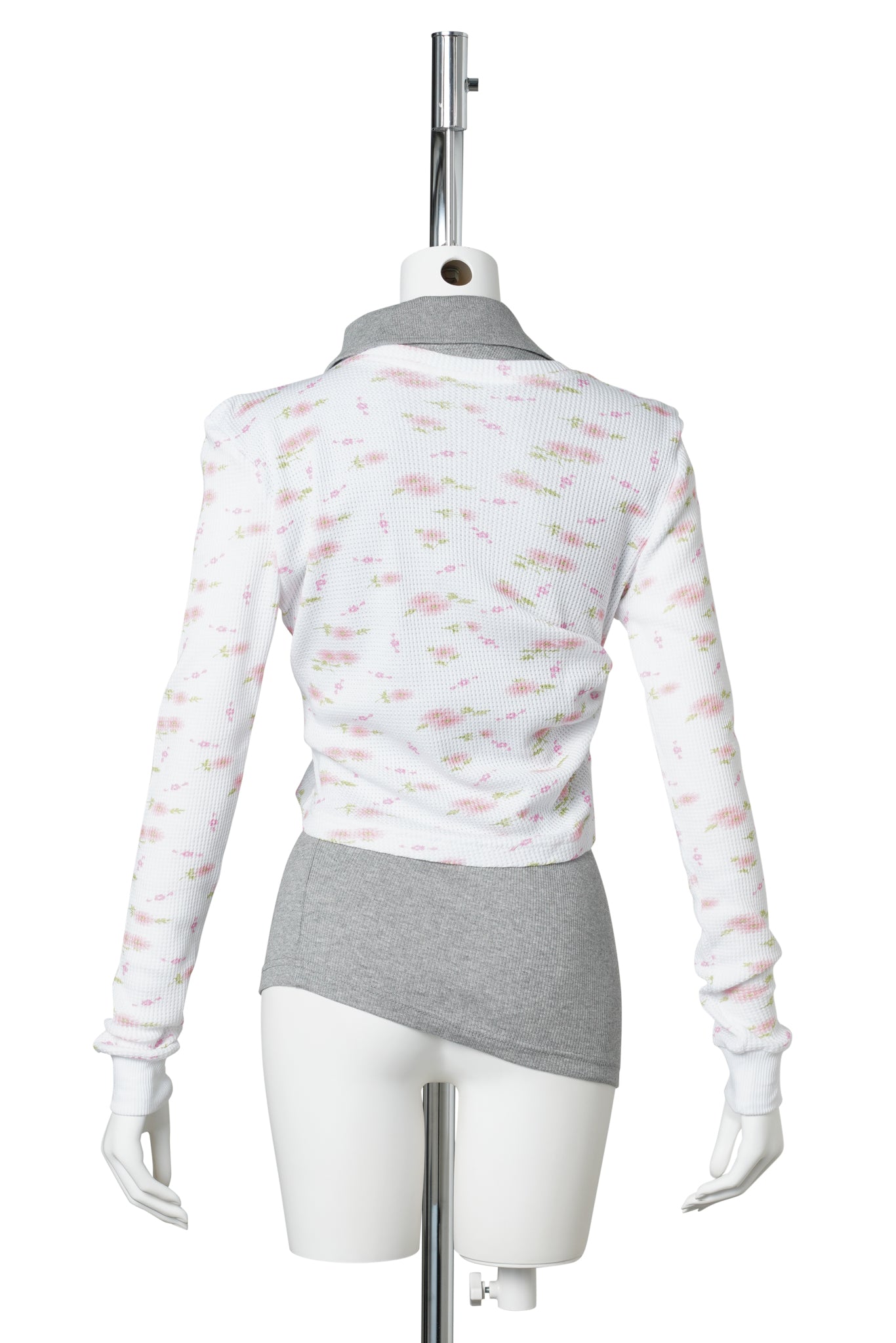 PULLED POLO / WHITE FLORAL AND GREY
