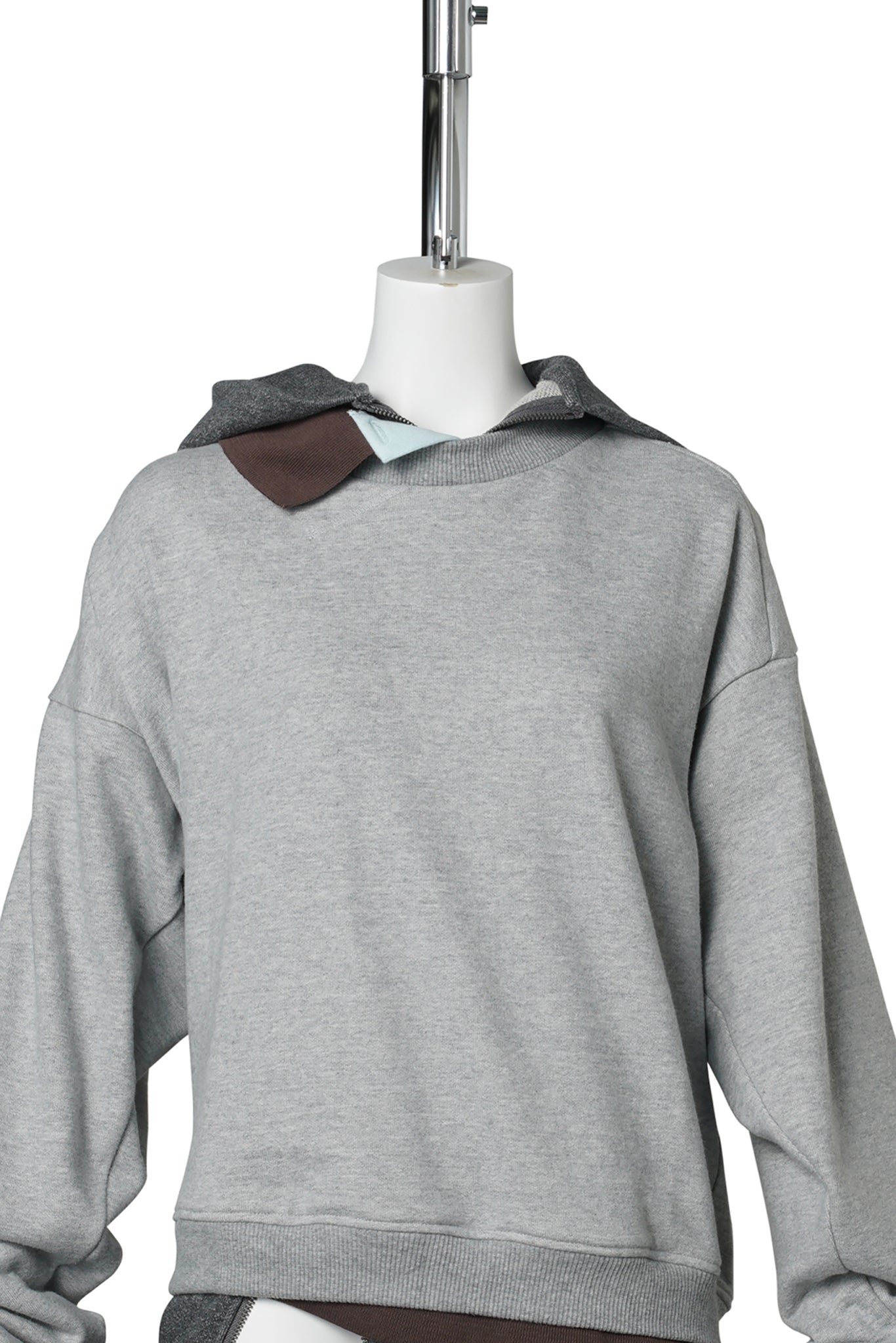 TRIPLE HOODIE / GREY, BROWN AND BABY BLUE