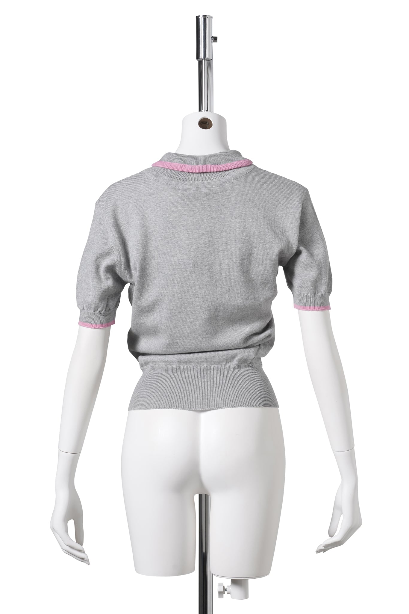 UNZIPPED POLO / GREY AND PINK