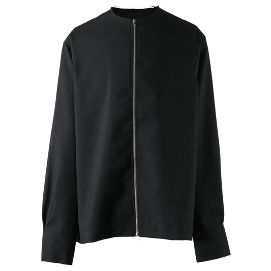 WOOL ZIP UP SHIRT JACKET WOVEN / BLACK