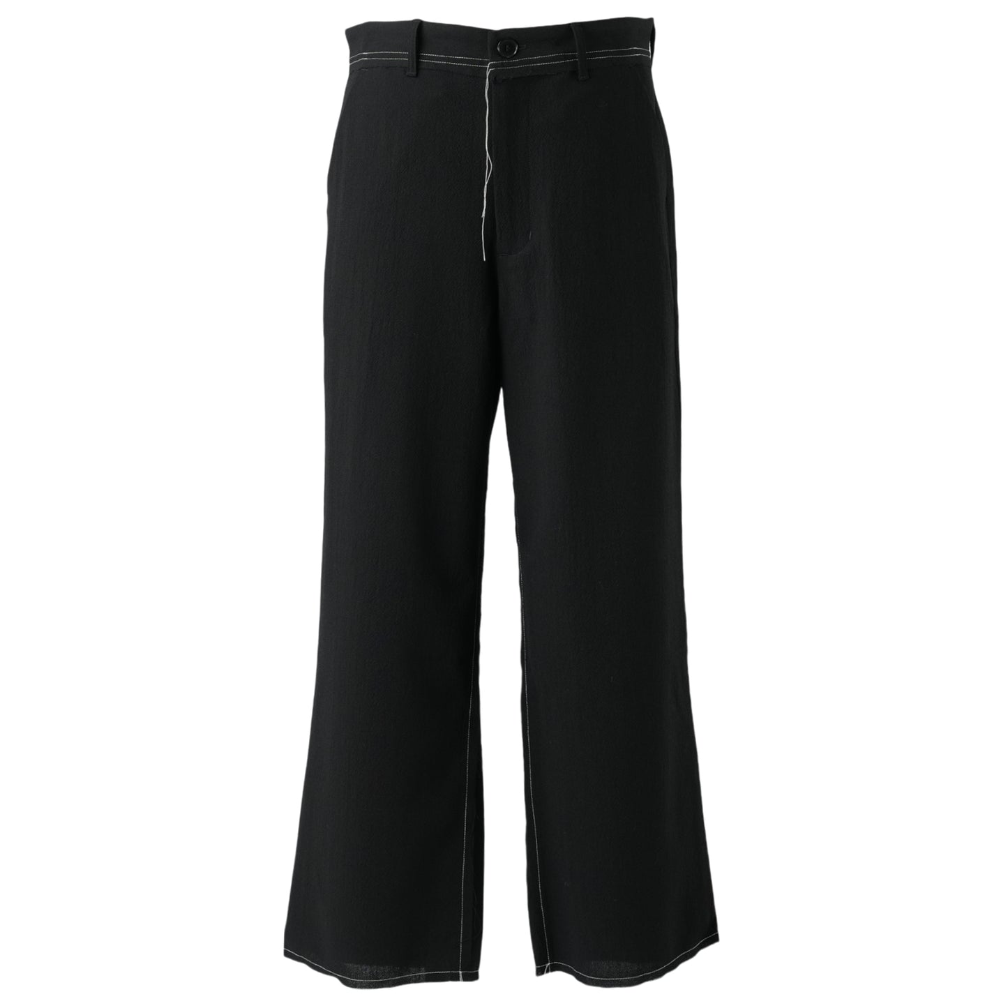 CONTRAST STITCH WOOL TROUSERS WOVEN / BLACK