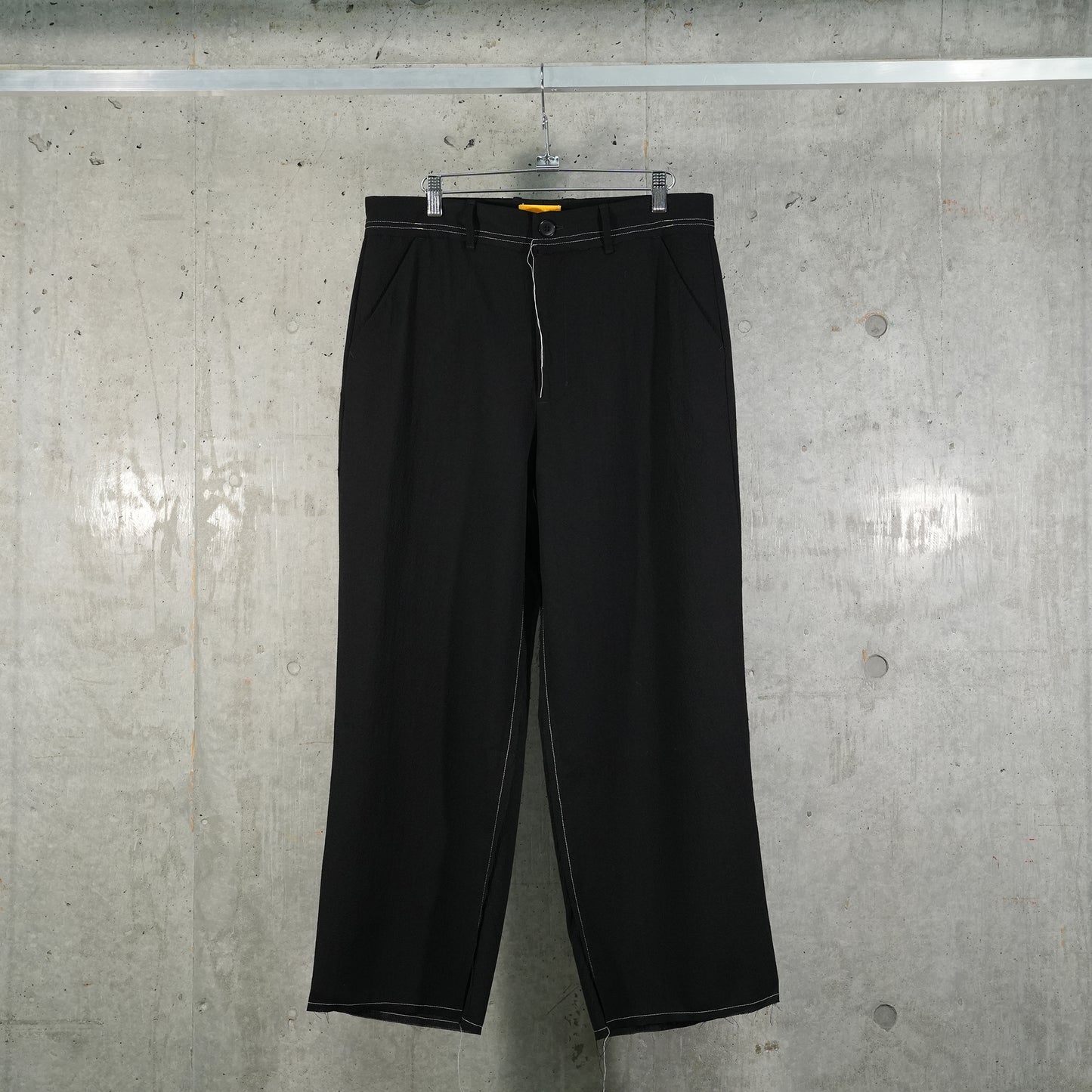 CONTRAST STITCH WOOL TROUSERS WOVEN / BLACK