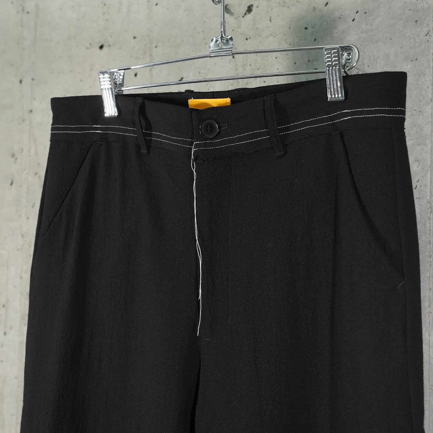 CONTRAST STITCH WOOL TROUSERS WOVEN / BLACK