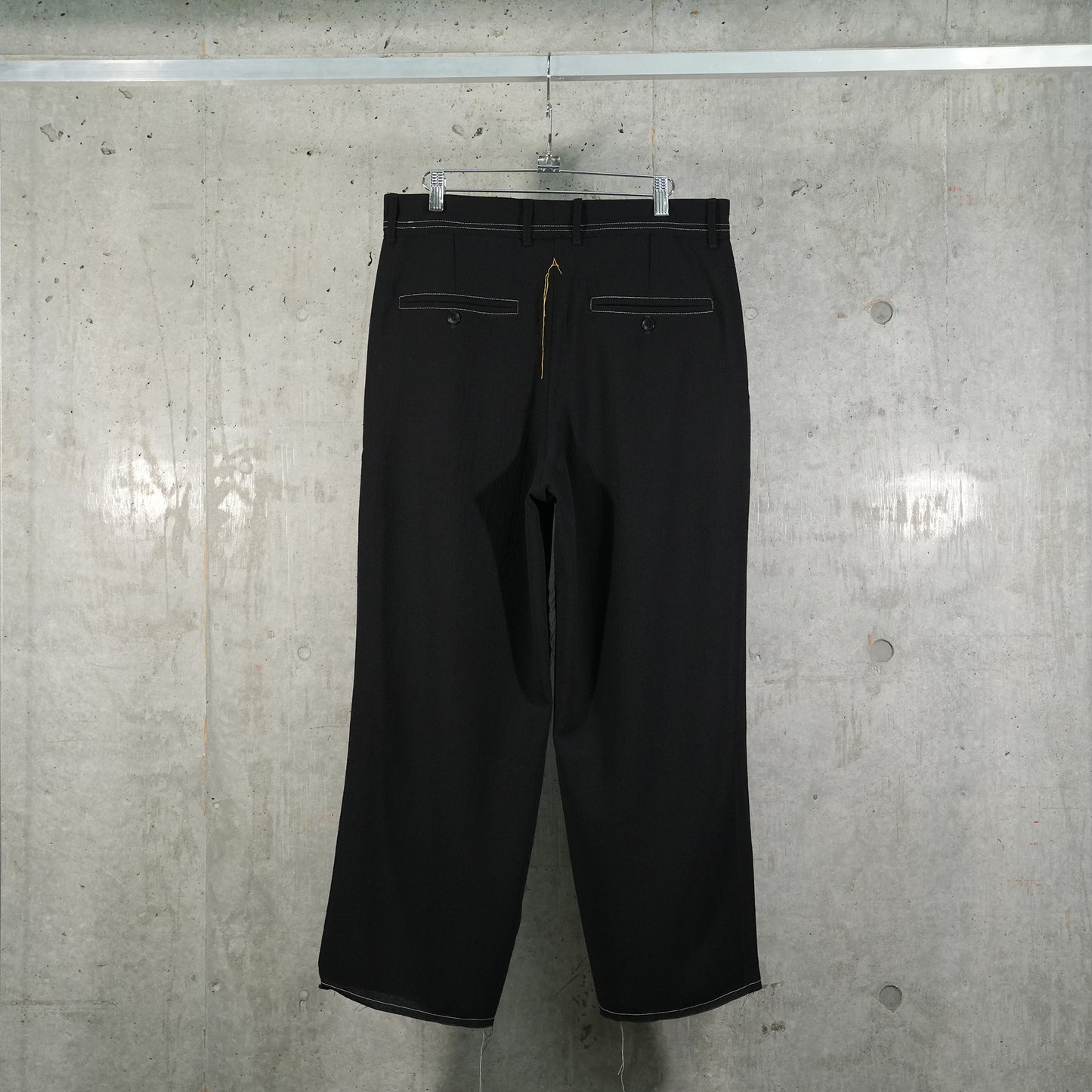 CONTRAST STITCH WOOL TROUSERS WOVEN / BLACK