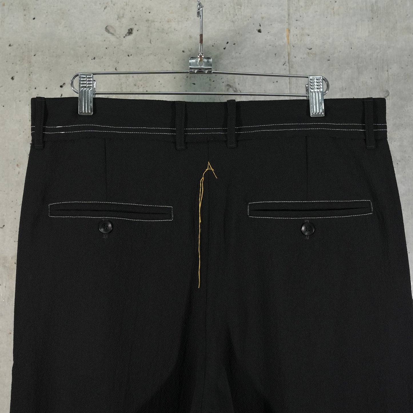 CONTRAST STITCH WOOL TROUSERS WOVEN / BLACK