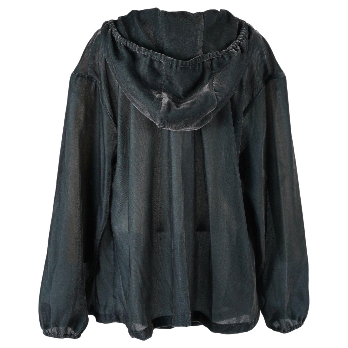 VELVET SHIRRING HOODIE / DARK GREEN