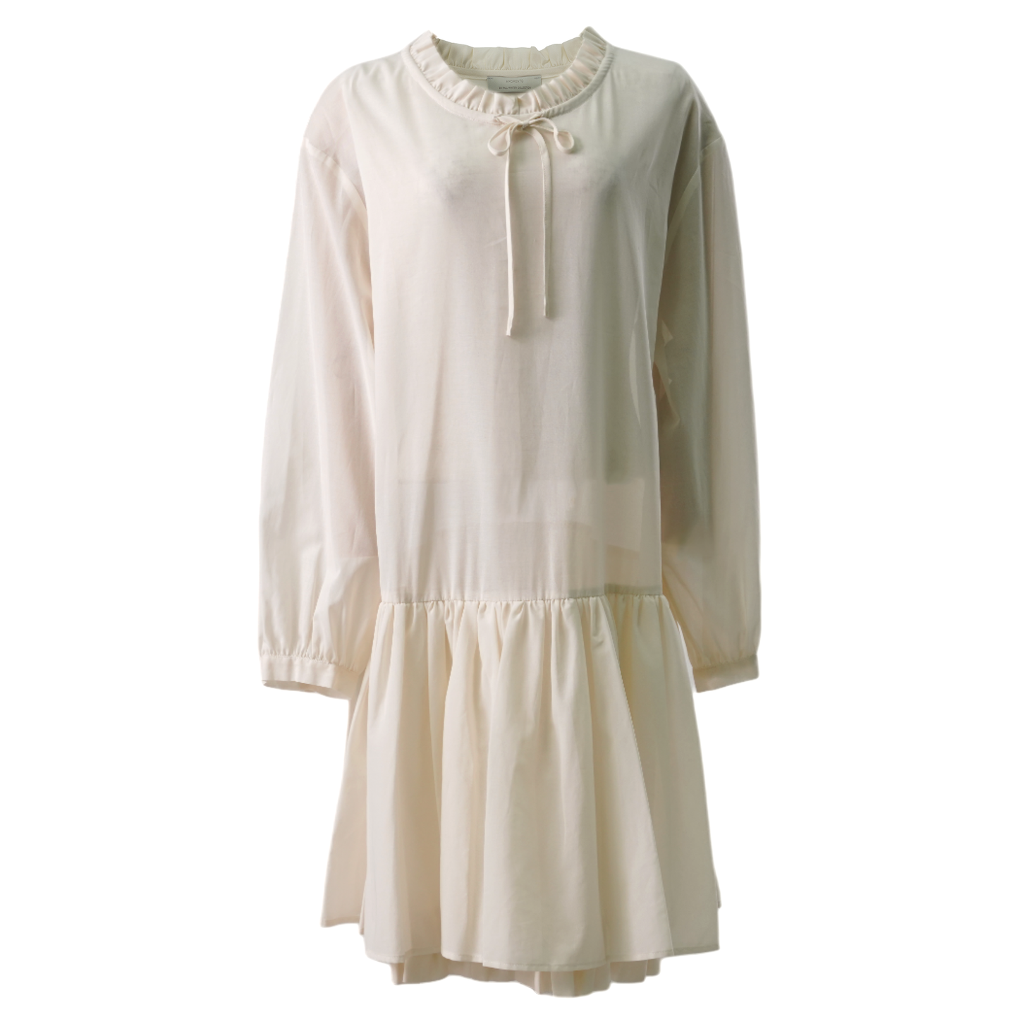 SHEER NECK FRILL DRESS / IVORY