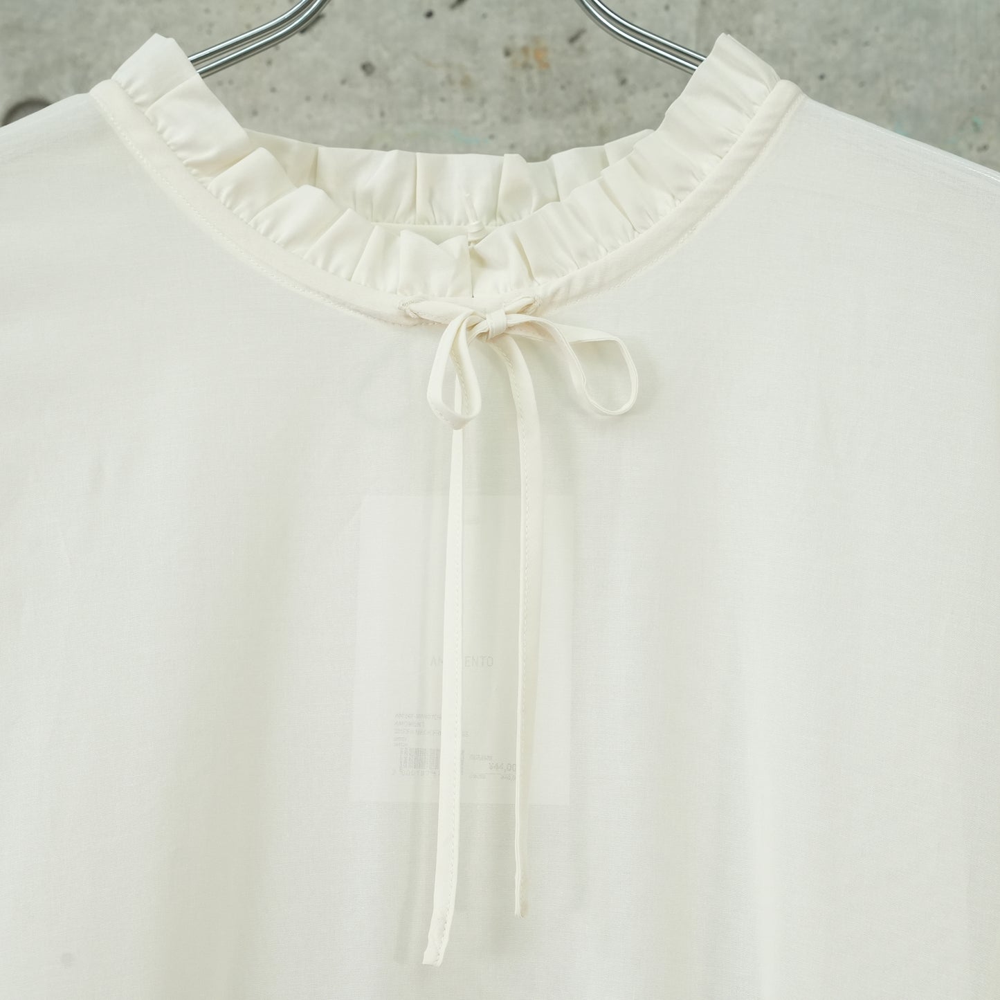 SHEER NECK FRILL DRESS / IVORY