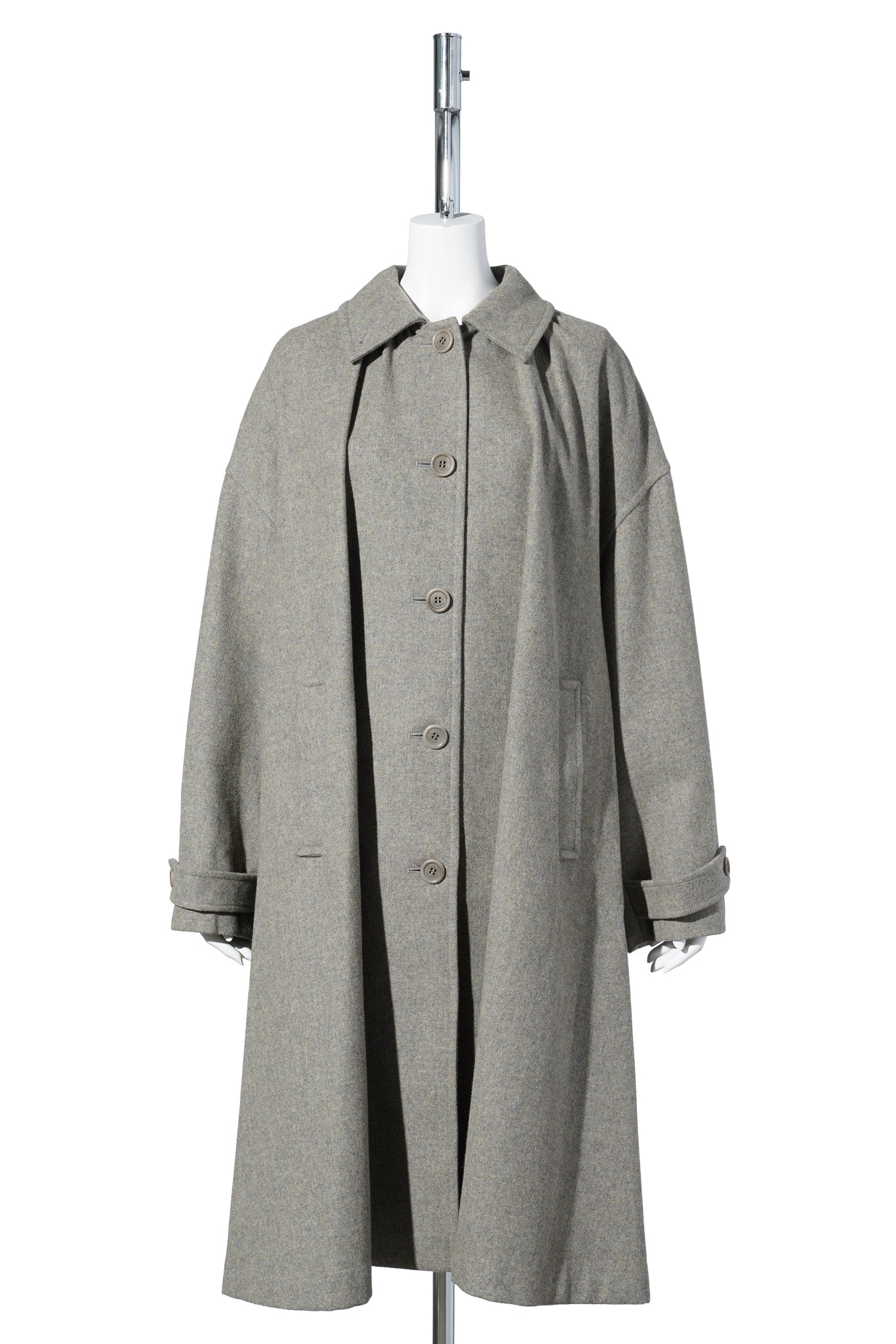 SHIRRING COAT / GREY BLUE