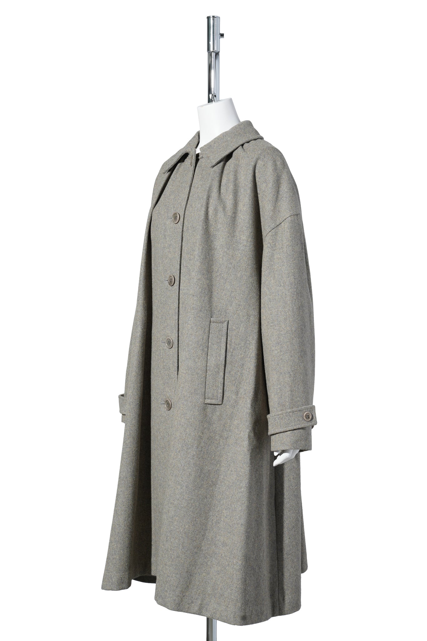 SHIRRING COAT / GREY BLUE