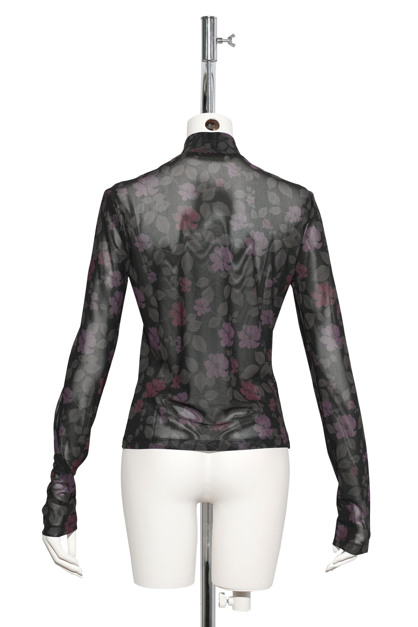 FLORAL MOCK NECK TOP / BLACK