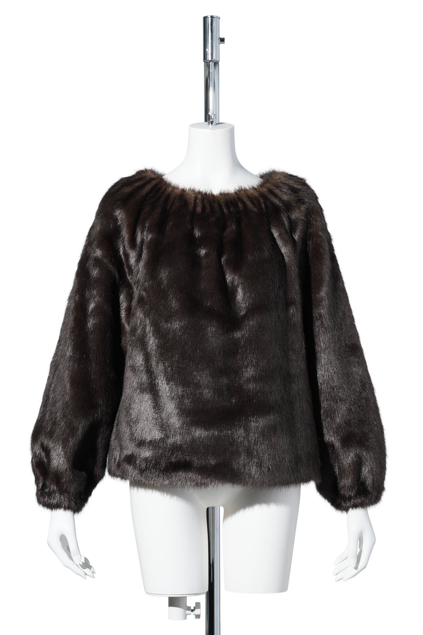 SHEARING OFF SHOULDER TOP / DARK BROWN