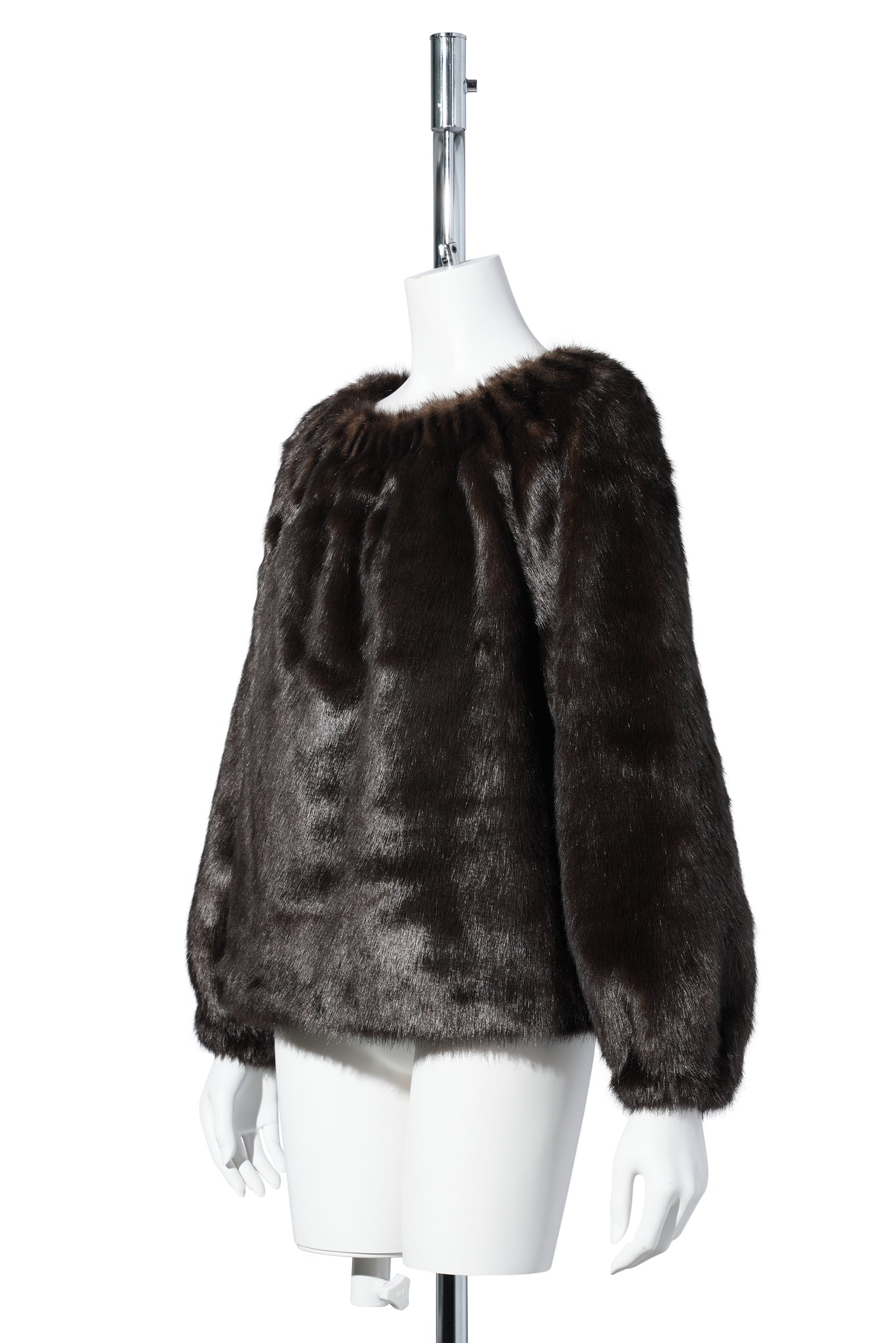 SHEARING OFF SHOULDER TOP / DARK BROWN