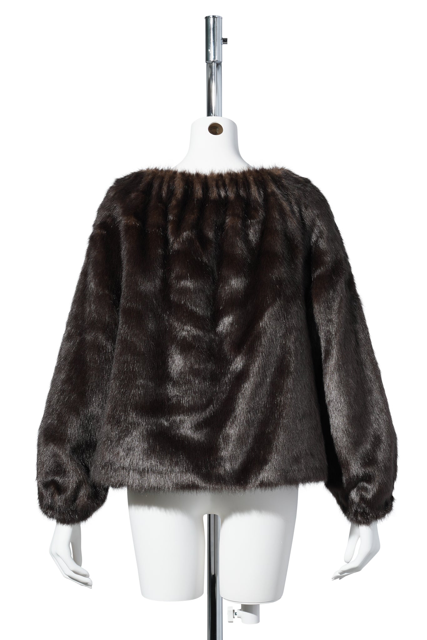 SHEARING OFF SHOULDER TOP / DARK BROWN