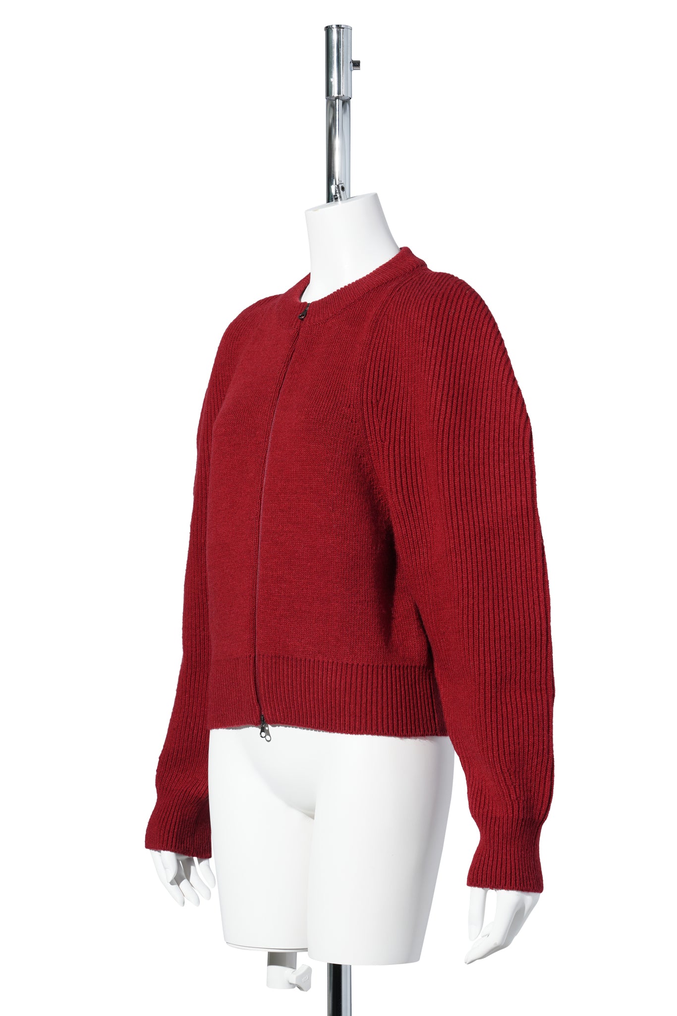 CUT OUT ROUNDED CARDIGAN / RED