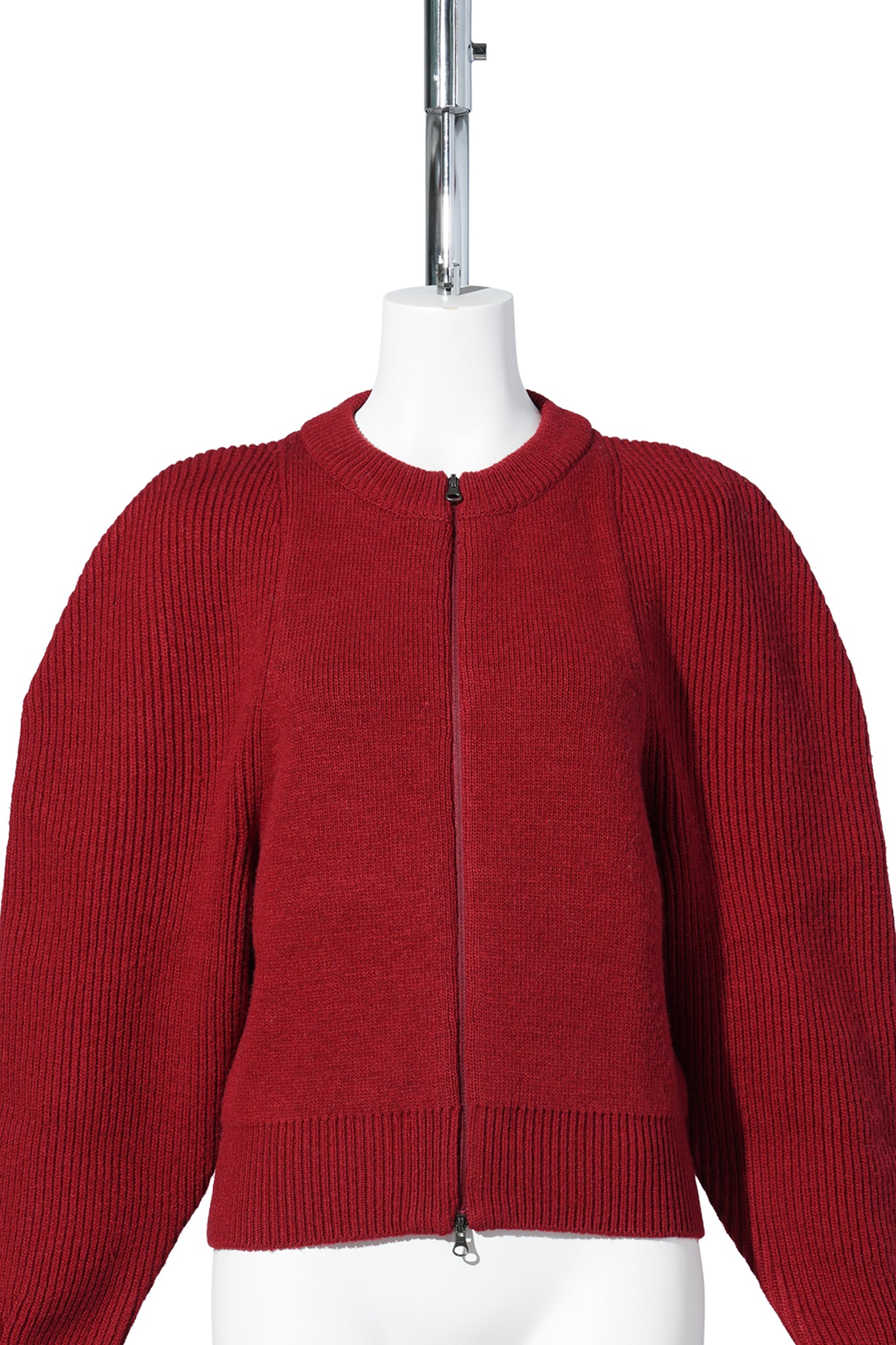 CUT OUT ROUNDED CARDIGAN / RED