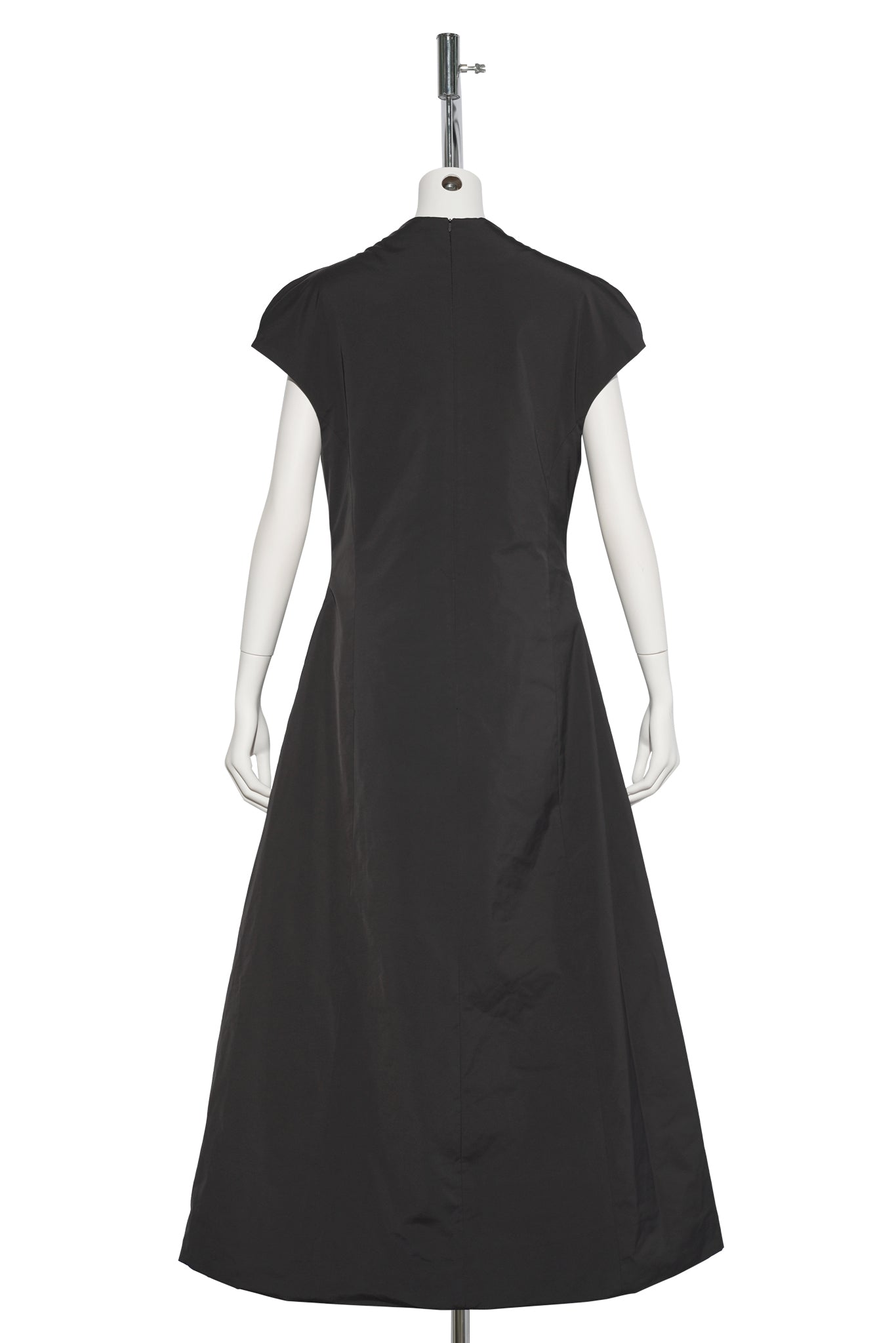 TAFFETA MOCK NECK VOLUME DRESS / BLACK