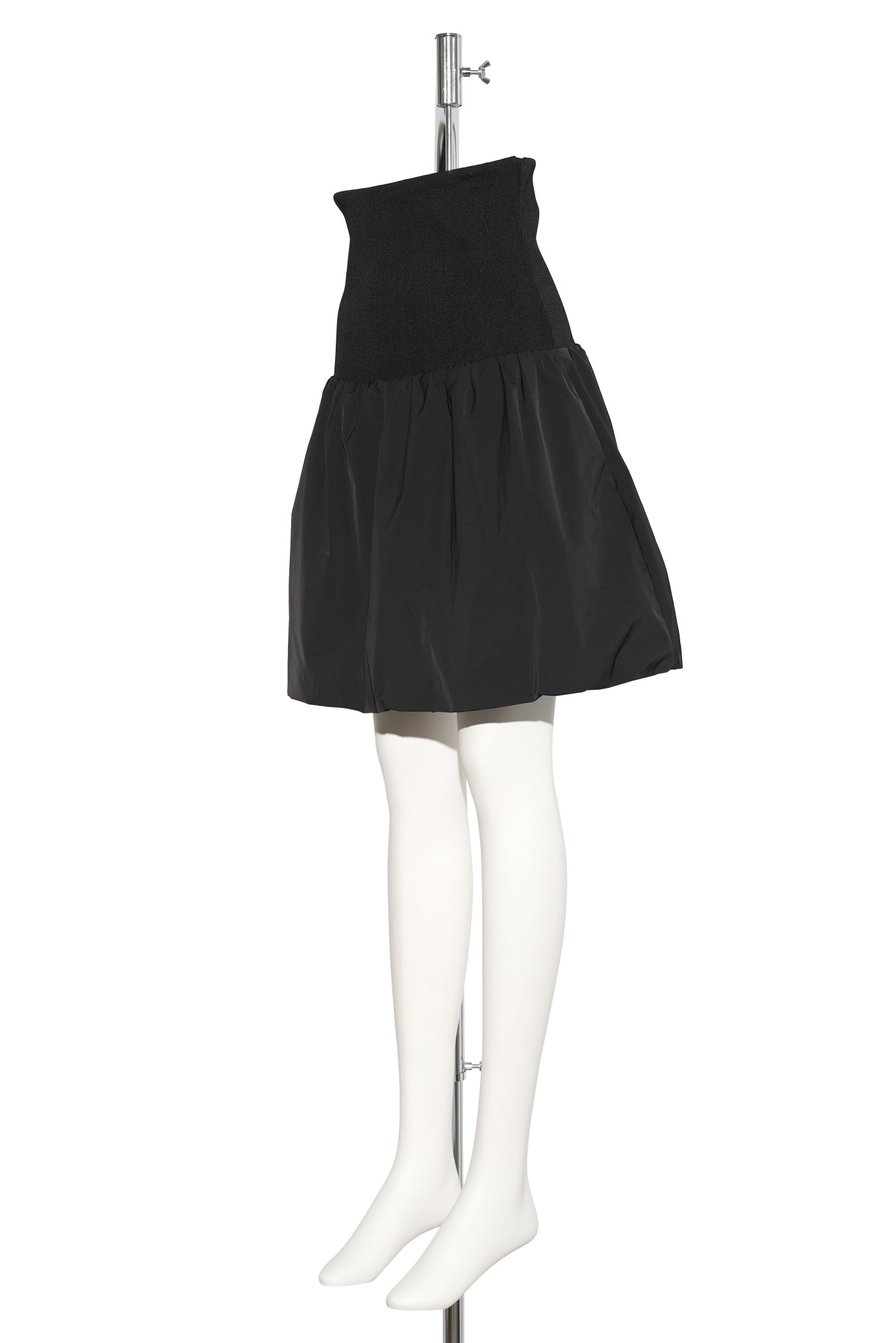 TAFFETA SHIRRING MINI SKIRT&TOP / BLACK