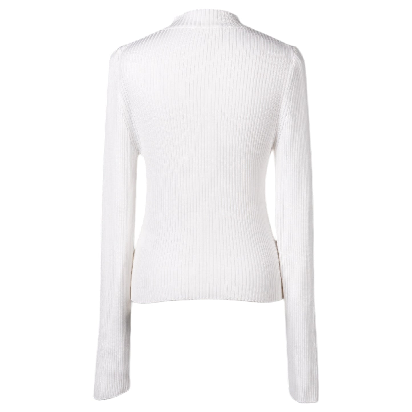 RIBBED MOCK NECK CARDIGAN / WHITE