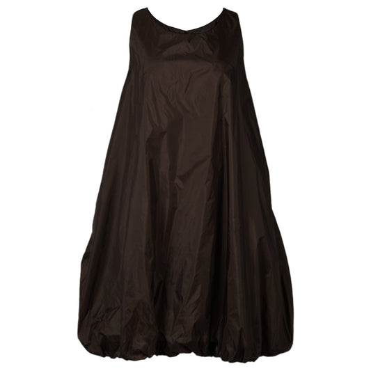 NYLON VOLUME MINI DRESS / BROWN