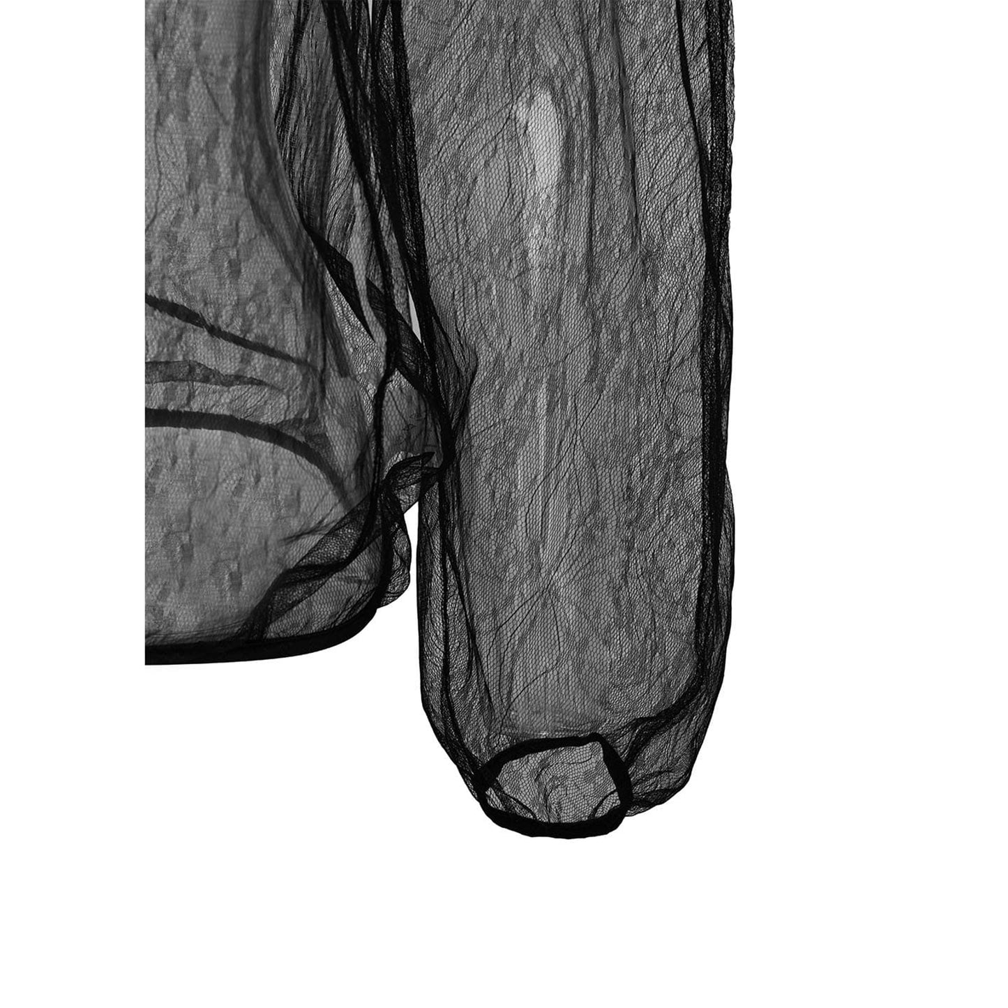 SHEER LACE MOCK NECK TOP / BLACK